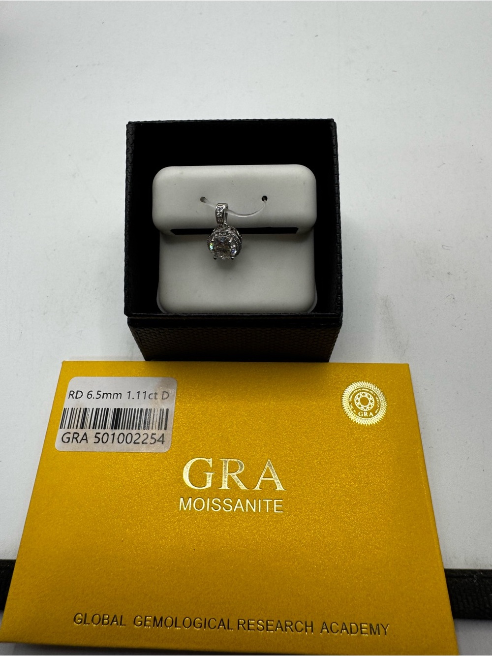 Moissanite White Gold-Plated Solitaire Pendant - White
